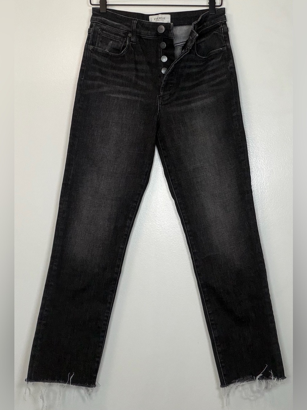 Evereve Black High-Rise Straight Jeans
